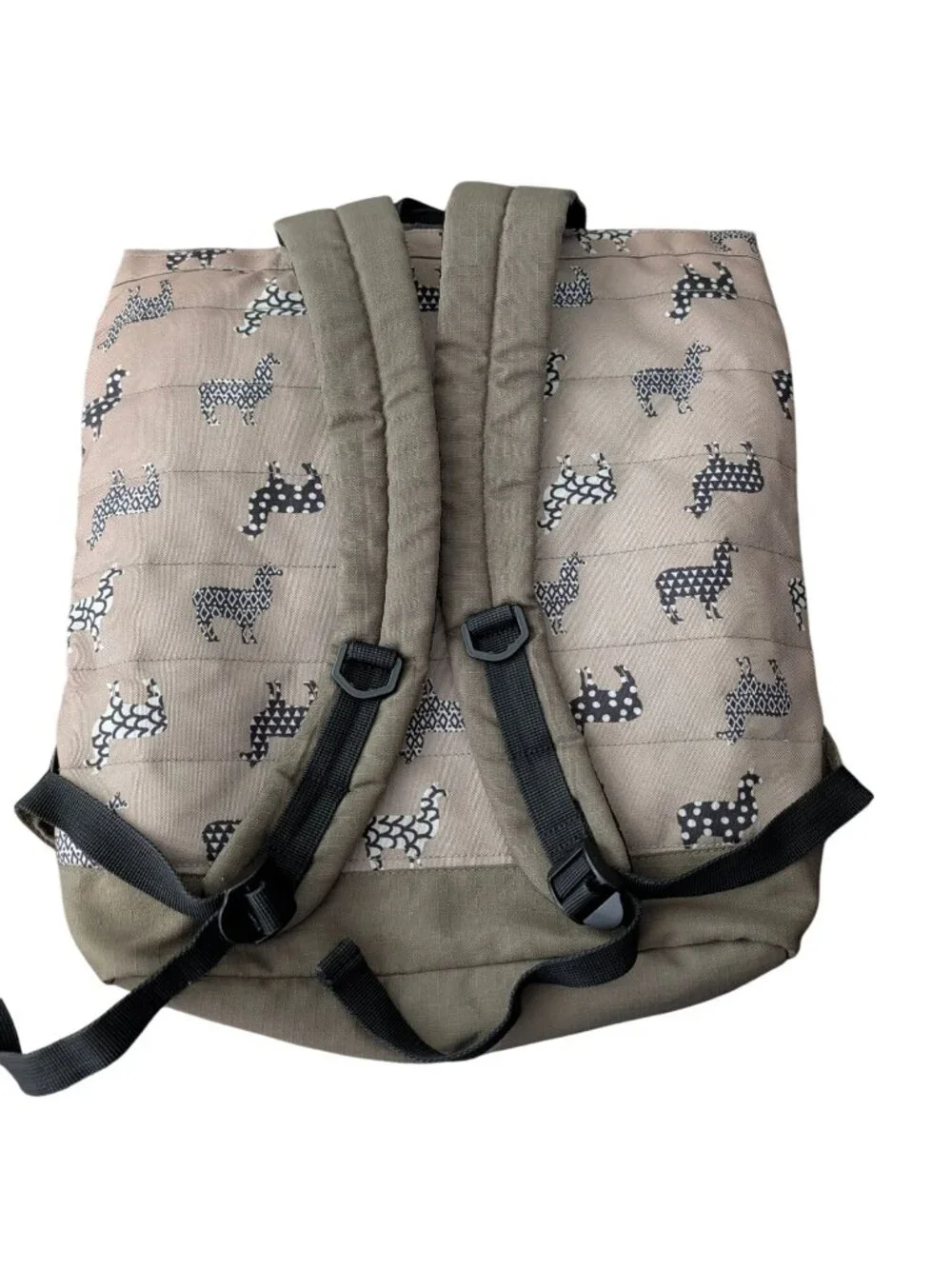 TOMS Llama Print Canvas Backpack With Tan & Olive Design